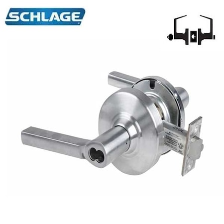Schlage ND Series Lever Locks, Grade 1 Entrance/Office Lock, Latitude Lever, SFIC Prep Less Core, Satin Chro SCH-ND50BD-LAT-626